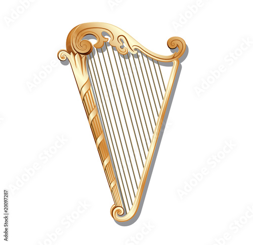Vector. Golden harp.