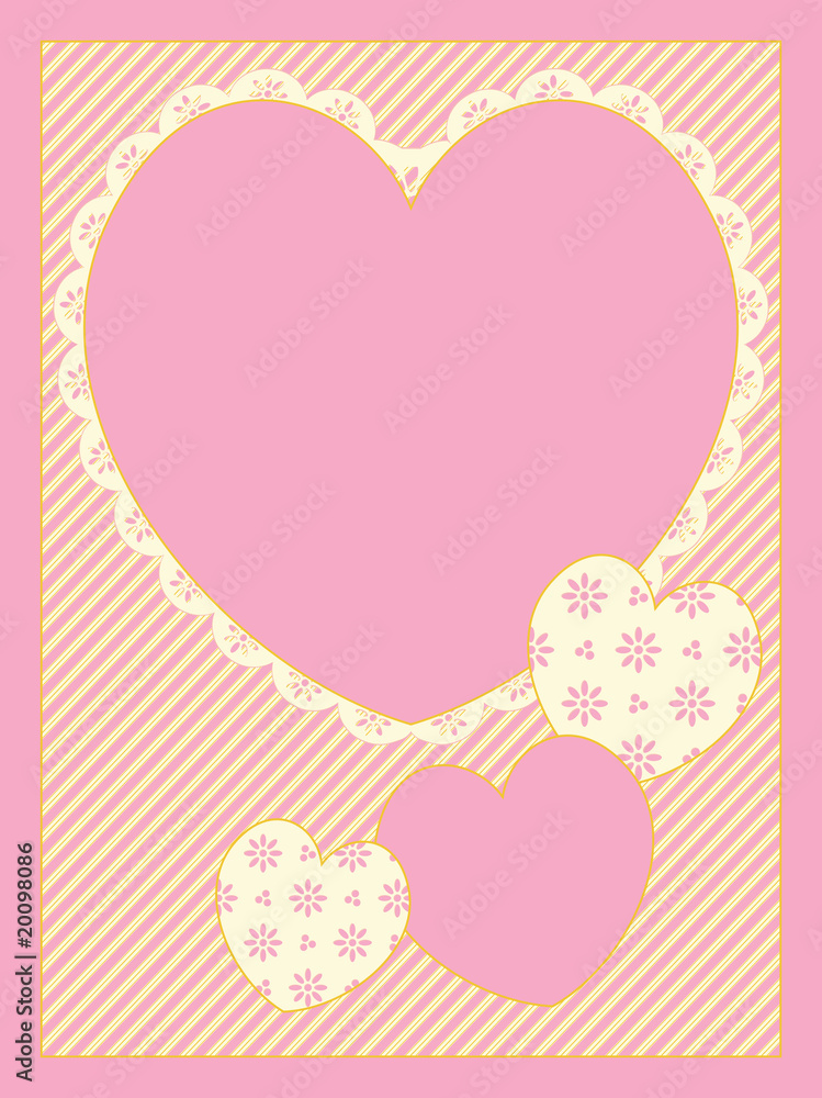 Vector Eyelet Trimmed Hearts Copyspace striped background