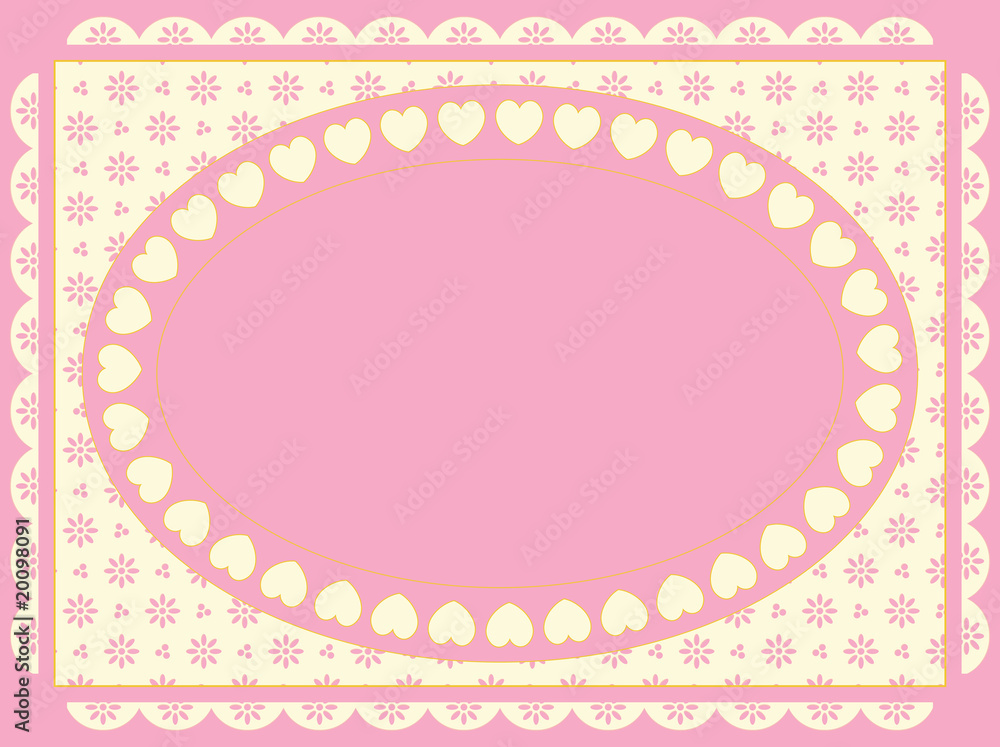 Oval Vector Frame on Victorian Eyelet Background