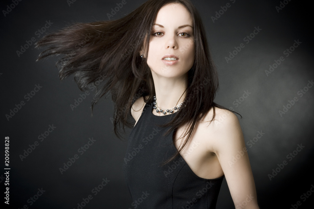 beautiful young woman with flying hair beautiful young woman with flying hair