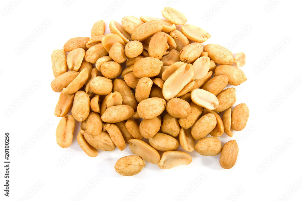 salted peanuts over white background salted peanuts over white background