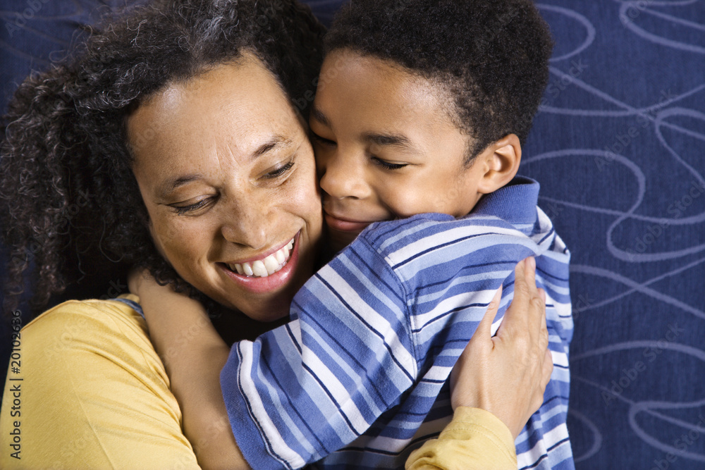 Woman Hugging Son Woman Hugging Son