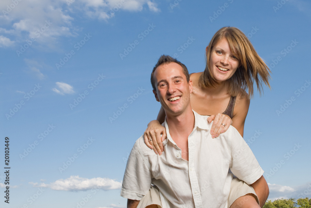 Young lovers piggy back Young lovers piggy back