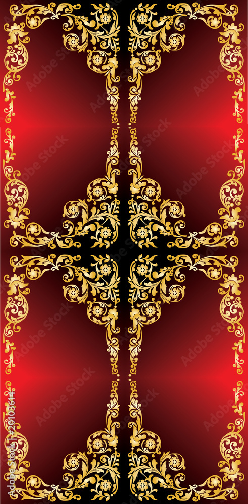 four abstract gold frames decoration