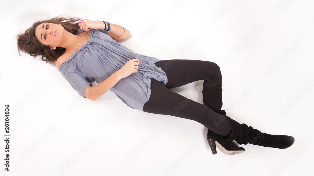 Brunette lying on the floor Brunette lying on the floor