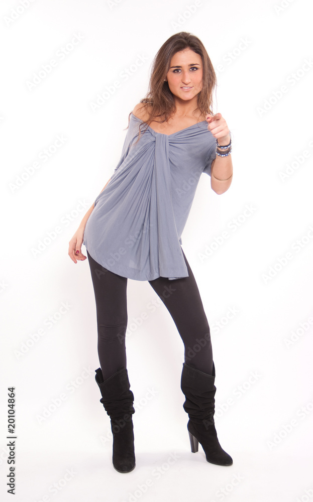 Cute brunette pointing at the camera Cute brunette pointing at the camera