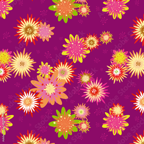 Summer colorful floral seamless pattern