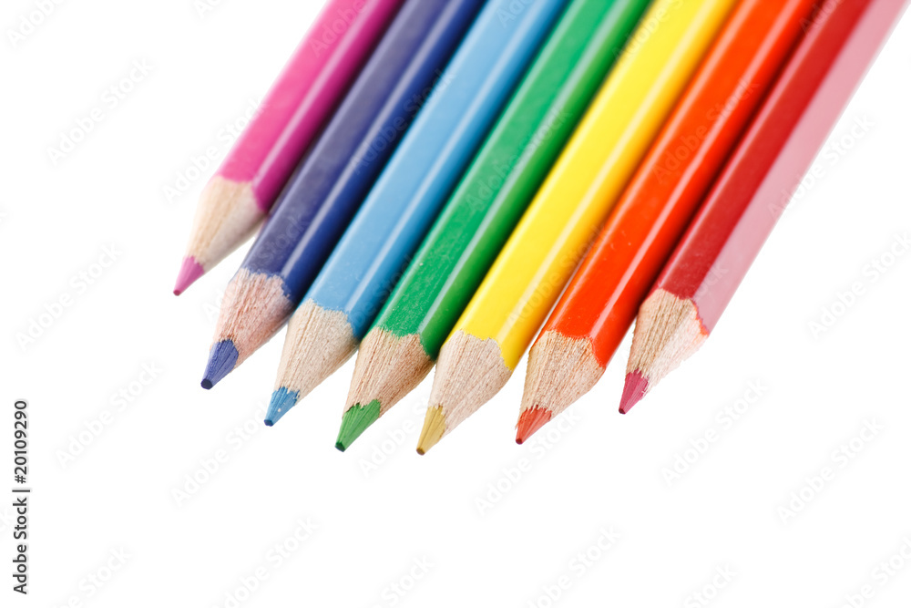 Color pencils on white background. Color pencils on white background.