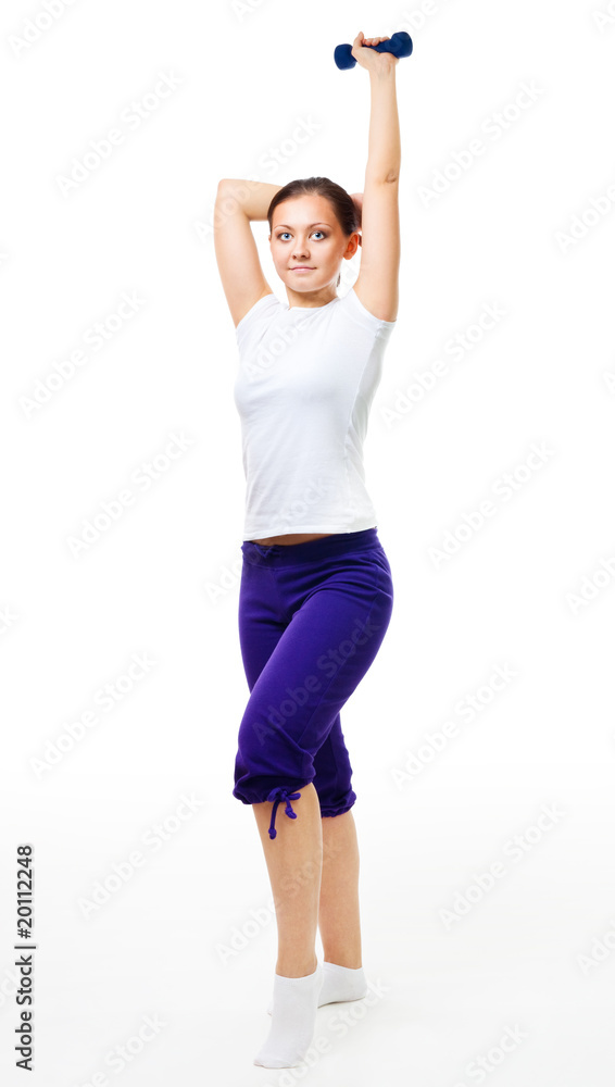 Trainer show exercise with dumbbell Trainer show exercise with dumbbell