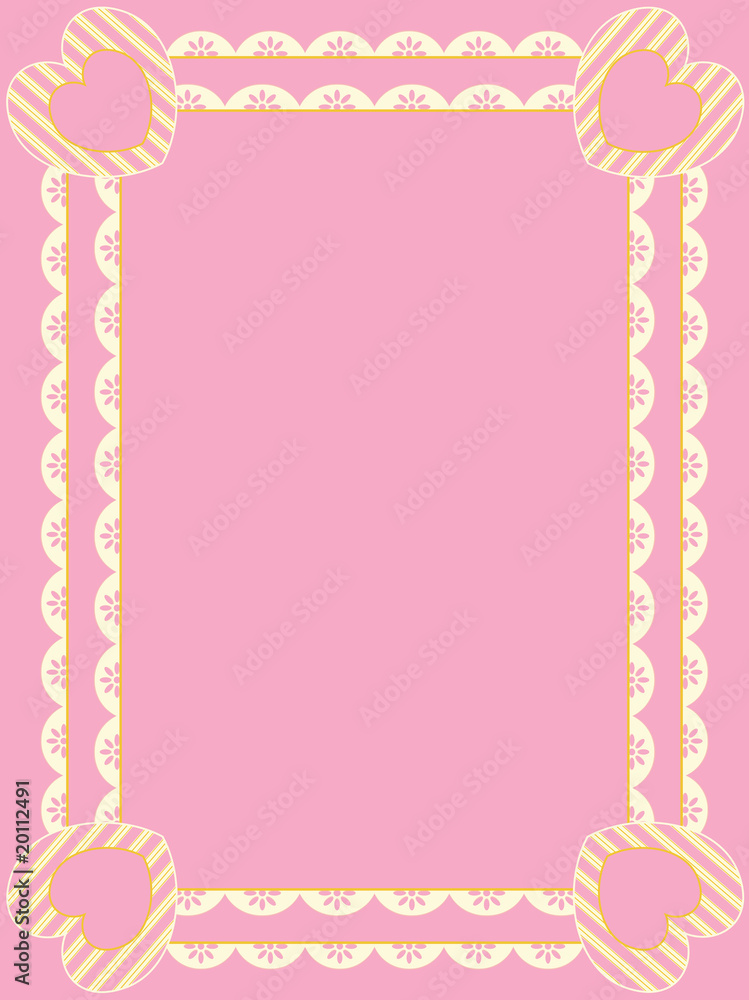 Vector Victorian Eyelet Frame Copy Space and Striped Hearts