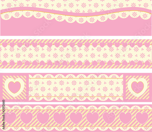 Vector Borders With Victorian Eyelet Hearts and Stripes
