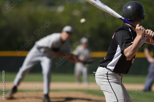 Sticker batter about to hit a pitch during a baseball game