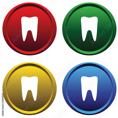 Plastic  buttons with the symbol of the tooth
