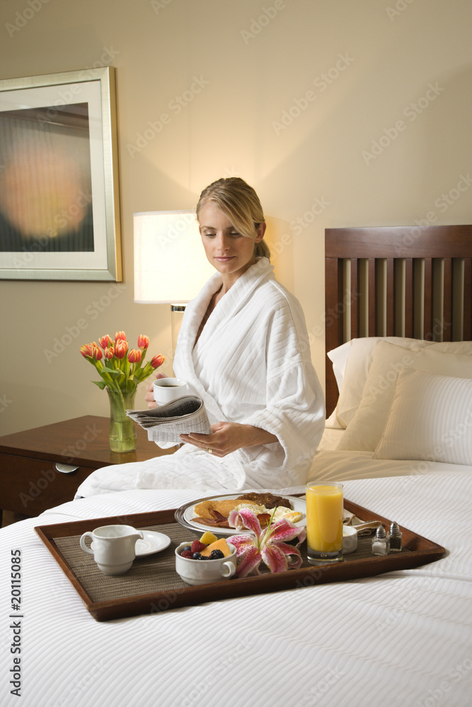Woman With Hotel Room Service