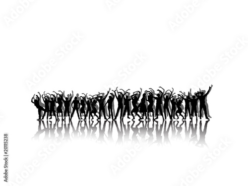 Grosse Menschenmenge mit Schatten-Silhouette