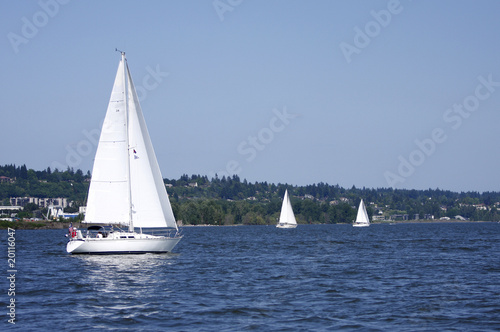 Sailboats on the Columbia River on a nice day.