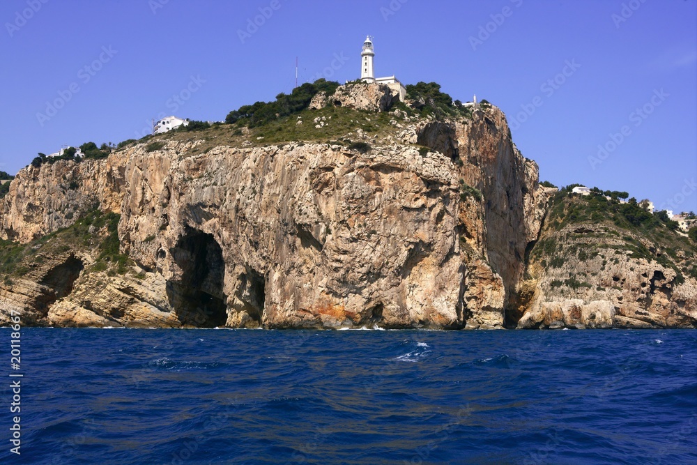 Cape Nao in Mediterranean Sea Spain on blue summer day
