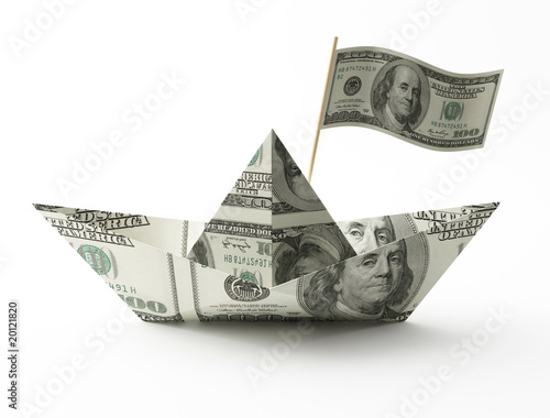 ship from a money isolated on white
