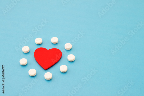 Decorative heart and pills