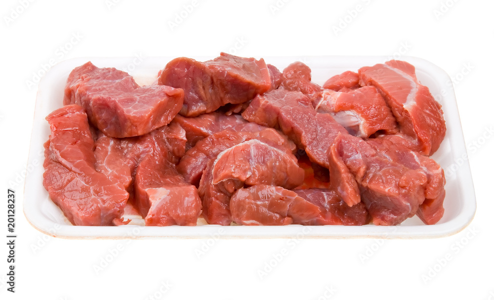 Close-up fresh natural meat isolated on white Close-up fresh natural meat isolated on white