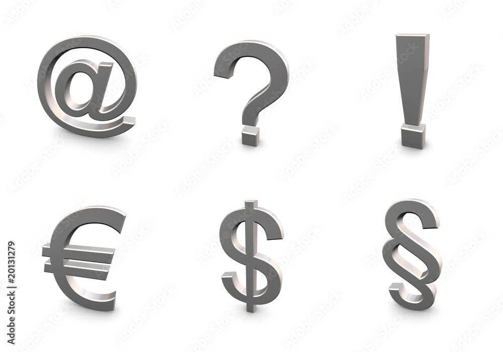 Obraz premium 3D metal symbol set