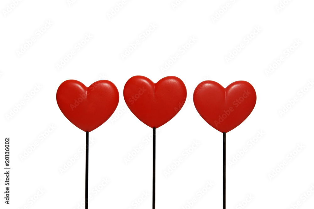 Figures of three hearts on sticks