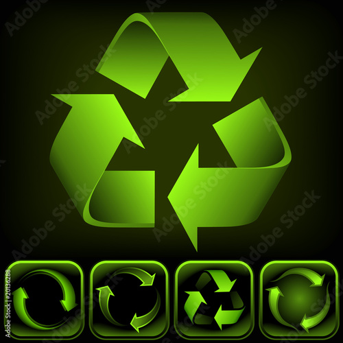Recycle Logo on black background. Vector Image.