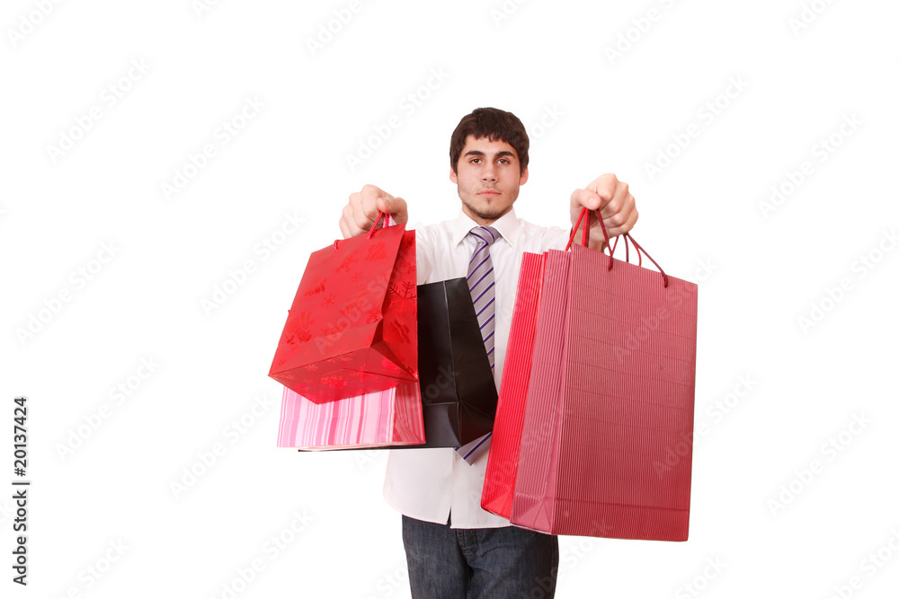 Happy shopping man