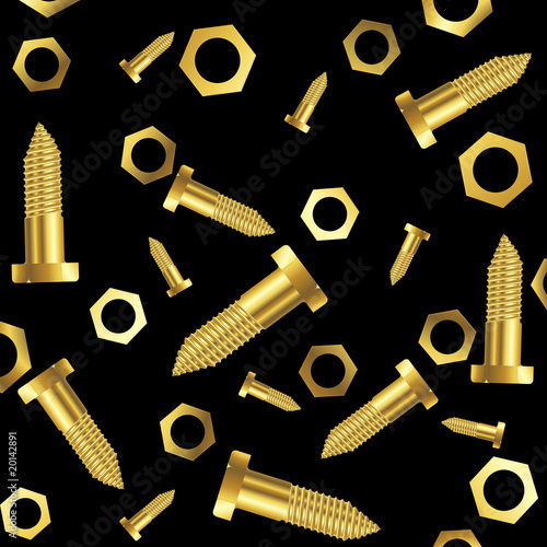 screws and nuts over black background