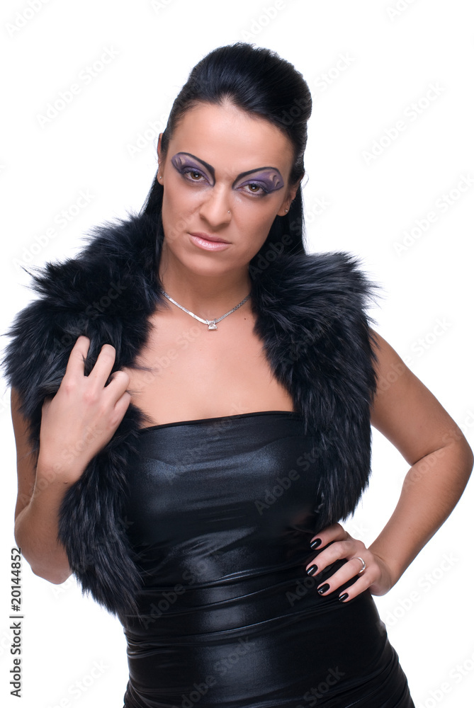 Beautiful fashion girl in black leather suit Beautiful fashion girl in black leather suit