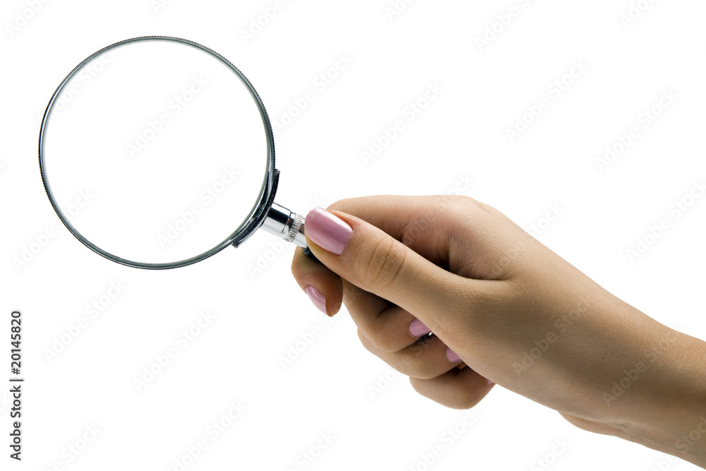 magnifying glass in woman hand magnifying glass in woman hand