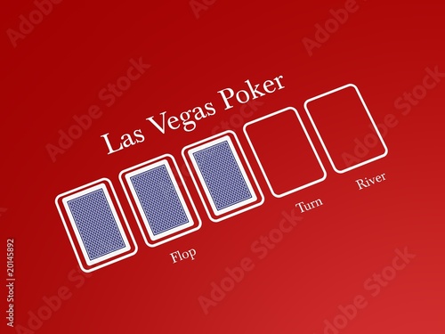 las vegas poker table with cards