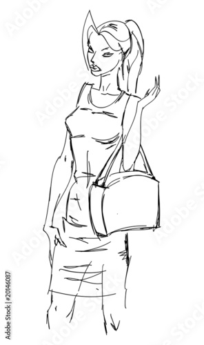 SKETCH. The vector beautiful girl on a white background