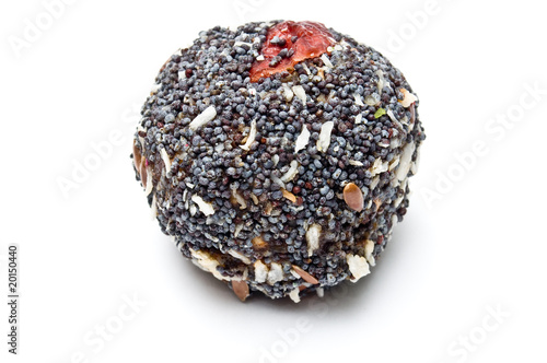 Dessert covered with poppy seeds