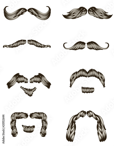 Set of hand drawn mustaches