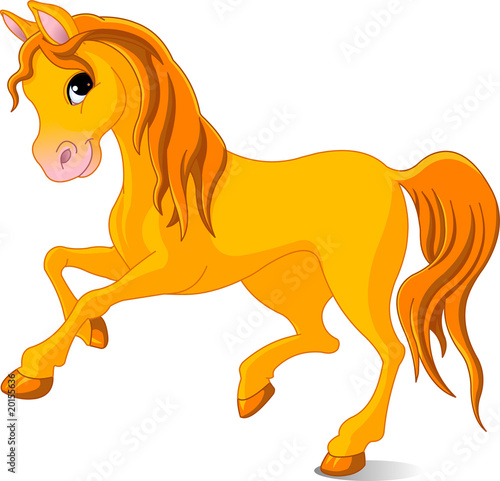 Vector Illustration of skipping beautiful golden horse