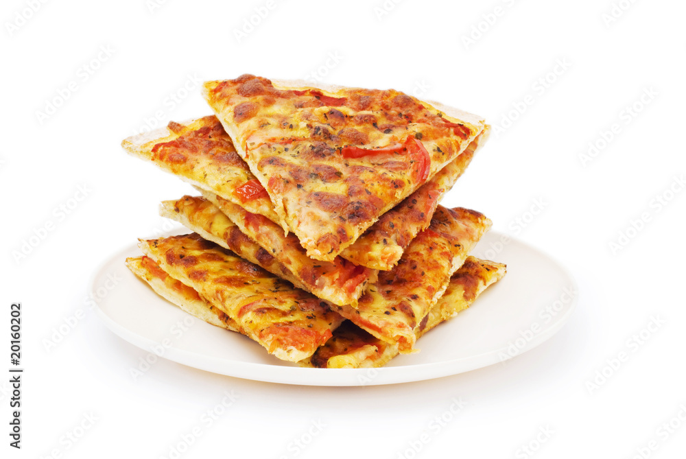 Pizza isolated on the white background Pizza isolated on the white background