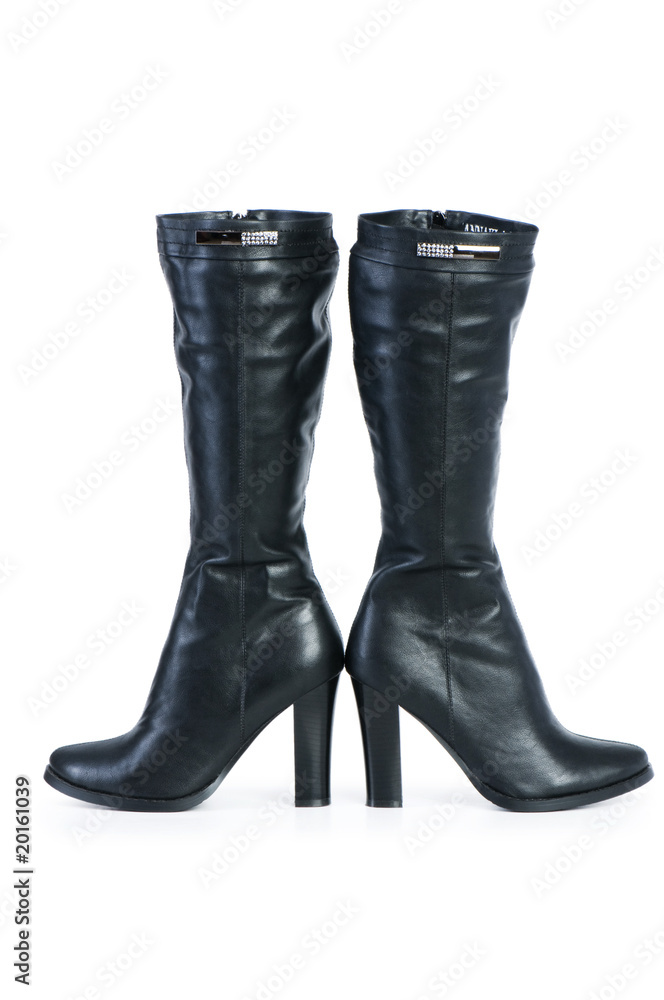 Black boots isolated on the white background Black boots isolated on the white background