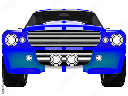 blue sport car front isolated on white