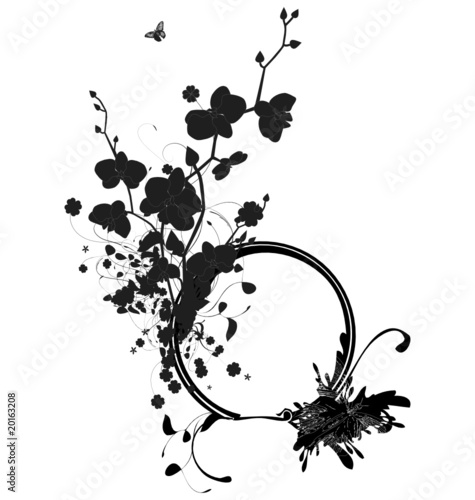 Decorative banner design with orchid