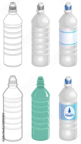 Water bottle in different styles