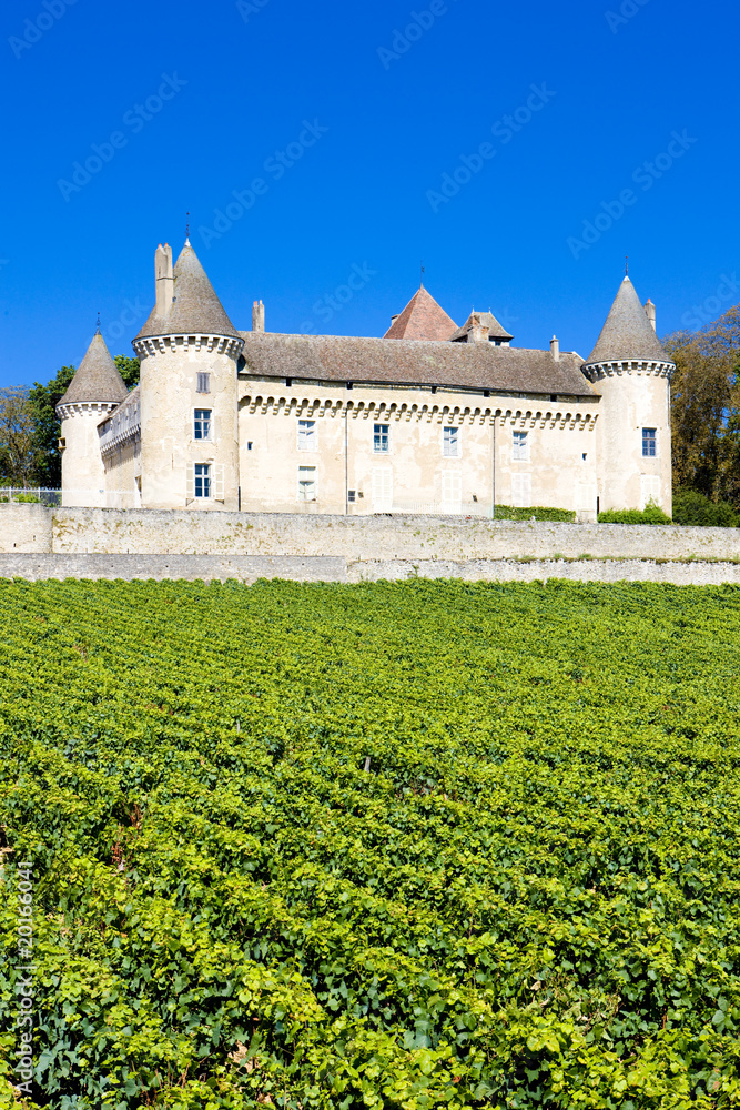 Chateau de Rully with vineyards, Burgundy, France