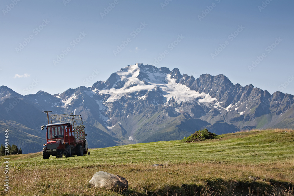 Naklejka premium Traktor im Gebirge