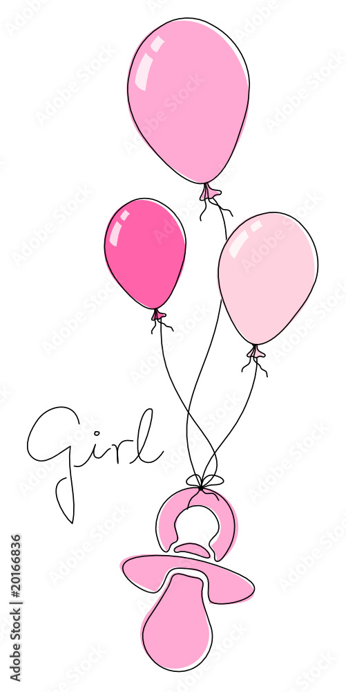 3 Luftballons & Schnuller Girl Stock-Vektorgrafik | Adobe Stock