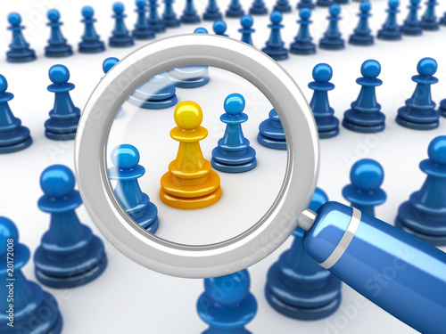 Employee & Job searching (with pawn, isolated on white with DOF)