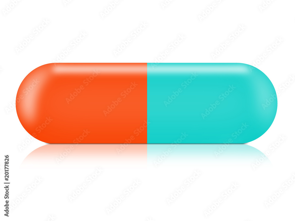 Capsule with reflection isolated on white Capsule with reflection isolated on white