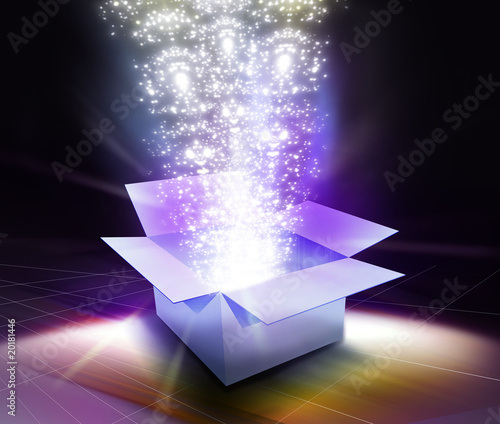 light & glow elements coming out when the gift box is open.