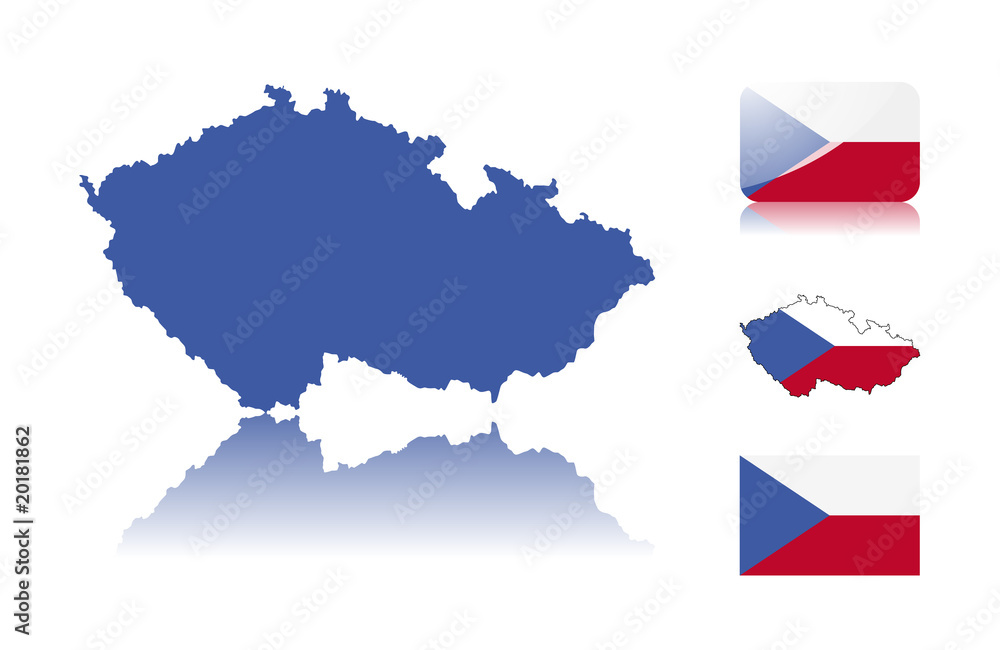 Fototapeta premium Czech map and flags