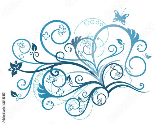 Turquoise floral design element