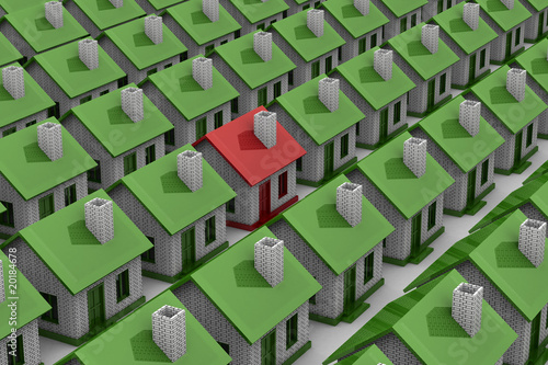 House choice. Isolated 3D i...